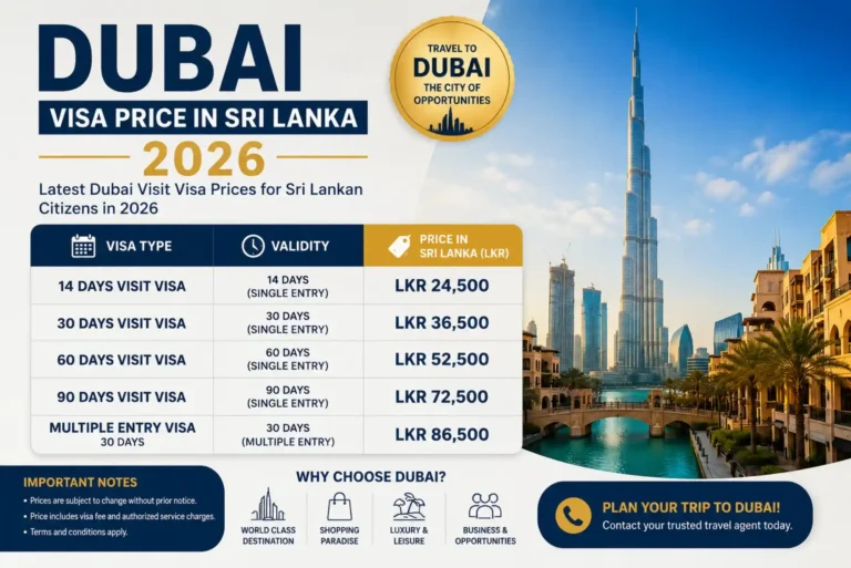 Dubai Visa Price in Sri Lanka 2026